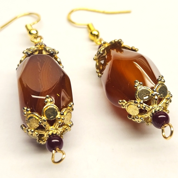 Red Agate Beaded Earrings - Picture 4 of 7